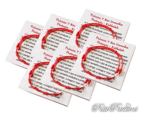Kit 6 Pulseiras Vermelha - 7 Nós Proteção