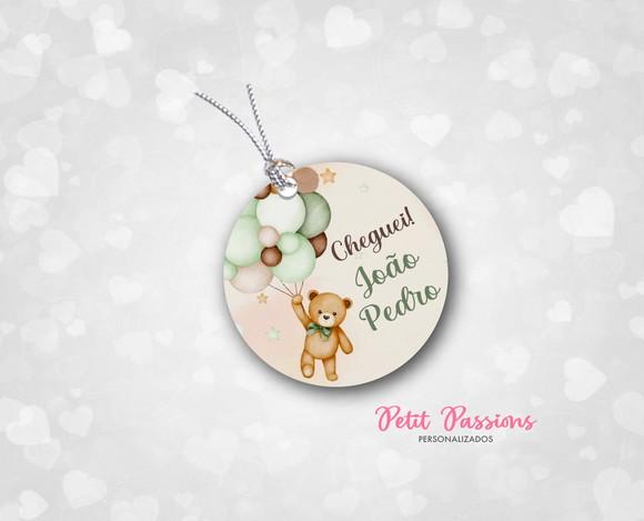 Tag Personalizado 3,5 cm - Ursinho Verde - 120 Unidades.