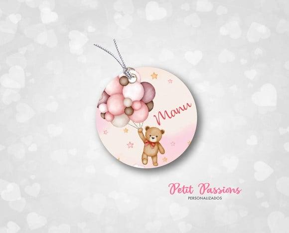 Tag Redonda 3,5 cm - Ursinha Rosa