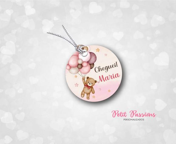 Tag Redonda 3,5 cm - Ursinha Rosa