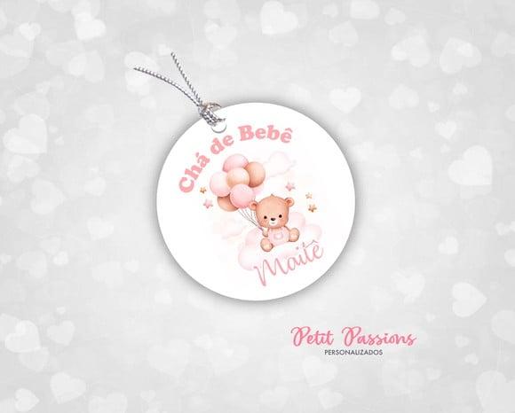 Tag Redonda 3,5 cm - Ursinha Rosa