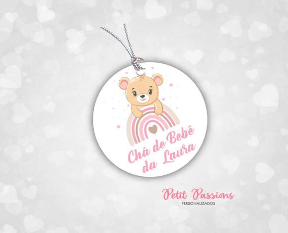 Tag Redonda 3,5 cm - Ursinha Rosa