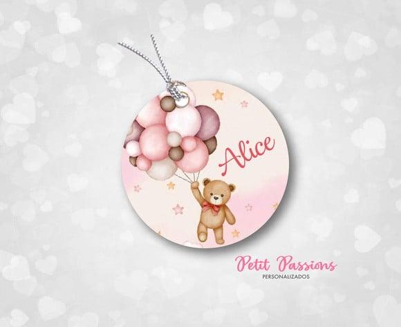 Tag Redonda 4,8 cm - Ursinha Rosa