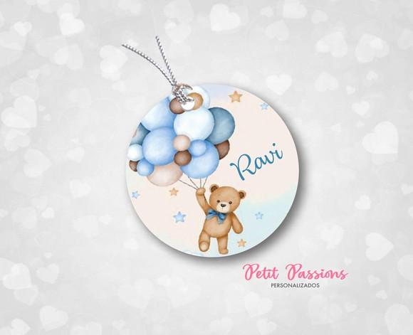 Tag Redondo 4,8 cm - Ursinho Azul