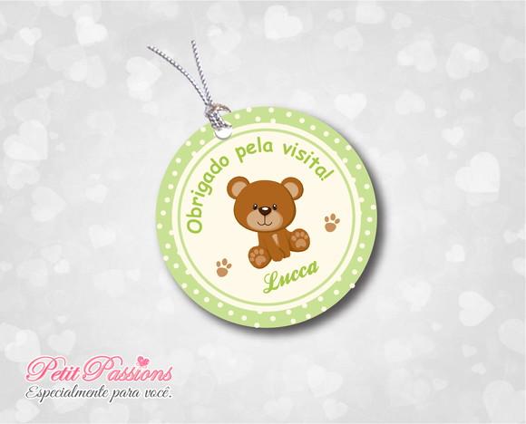 Tag Redondo 4,8 cm - Ursinho Verde