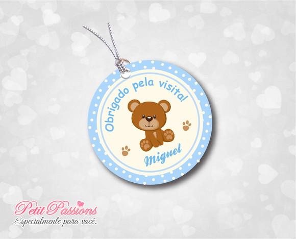 Tag Redondo 4,8 cm - Ursinho Azul