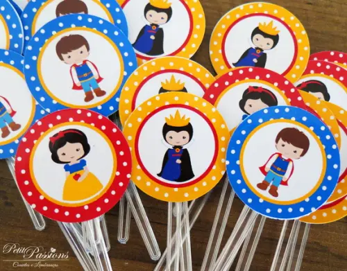 36 Toppers para Docinho - Branca de Neve