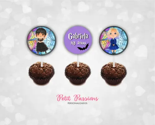 36 Toppers para Doces - Wandinha