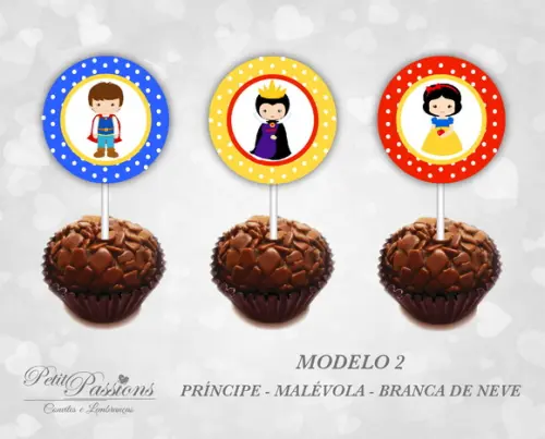 36 Toppers para Docinho - Branca de Neve