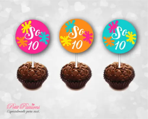 36 Toppers para Docinho - Slime