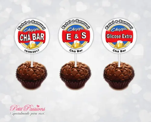 36 Toppers para Docinhos - Chá Bar
