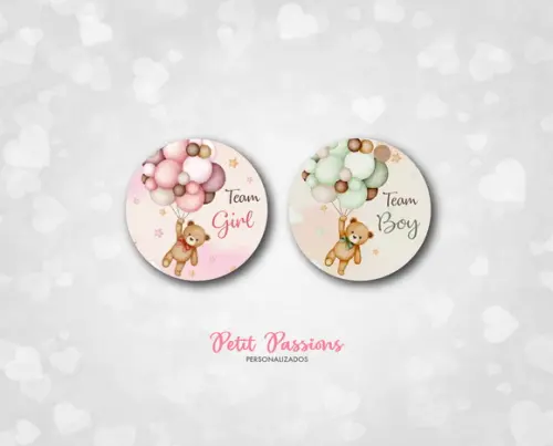 50 Adesivos 3,5 cm - Chá Revelação - Team Girl e Team Boy