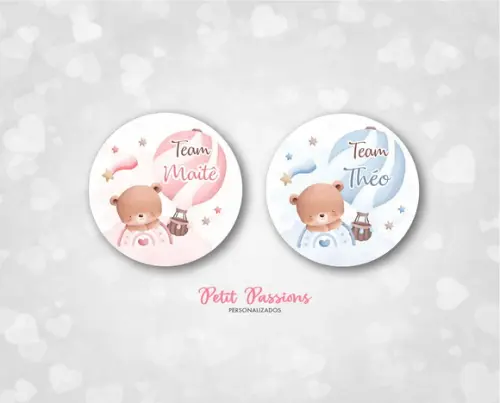 50 Adesivos 4,8 cm - Chá Revelação Nomes Personalizados
