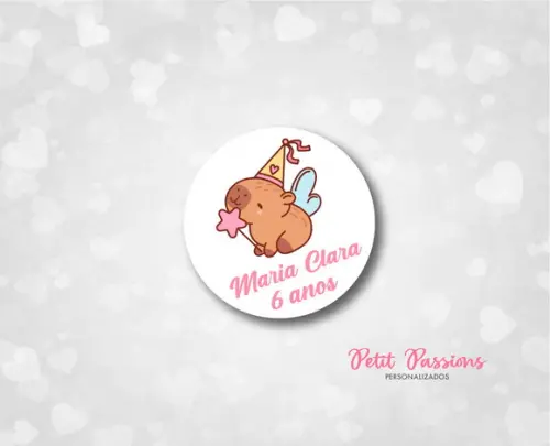 Adesivo Redondo 4,8 cm - Capivara