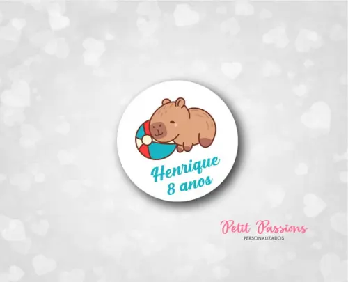 Adesivo Redondo 4,8 cm - Capivara