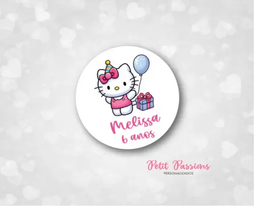 Adesivo Redondo 4,8 cm - Hello Kitty