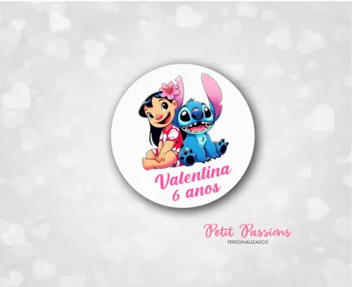 Adesivo Redondo 4,8 cm - Lilo e Stitch