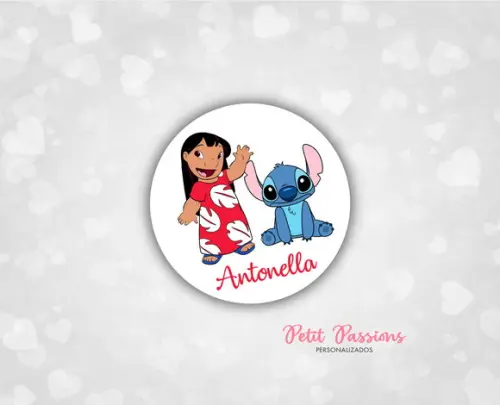 Adesivo Redondo 4,8 cm - Lilo e Stitch