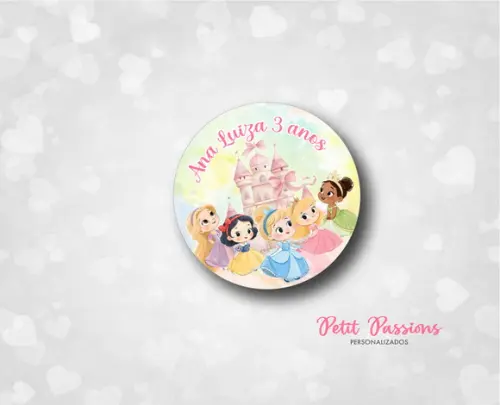 Adesivo Redondo 4,8 cm - Princesas