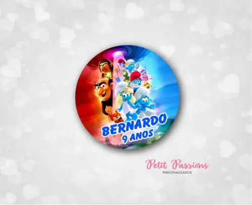 Adesivo Redondo 4,8 cm - Smurfs