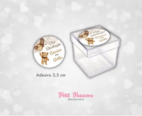 Adesivos Chá Revelação - Ursinhos - 3,5 cm