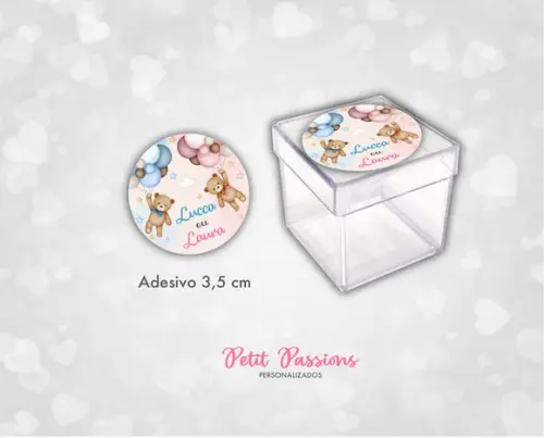 Adesivos Chá Revelação - Ursinhos - 3,5 cm