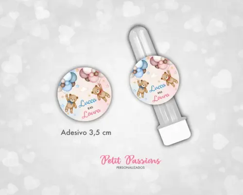 Adesivos Chá Revelação - Ursinhos - 3,5 cm