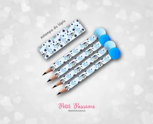 Bloquinho e Mini Lápis Pompom - Bluey