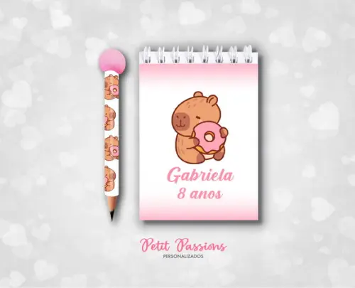Bloquinho e Mini Lápis Pompom - Capivara
