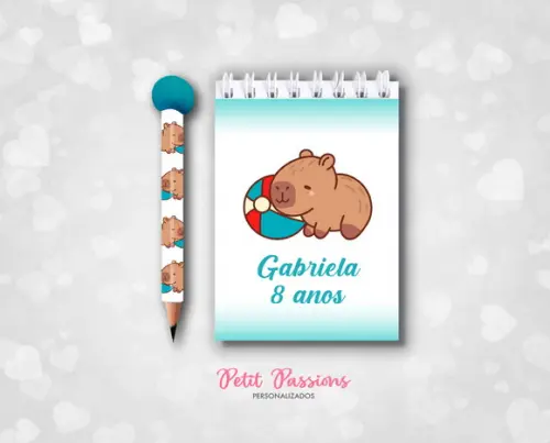 Bloquinho e Mini Lápis Pompom - Capivara
