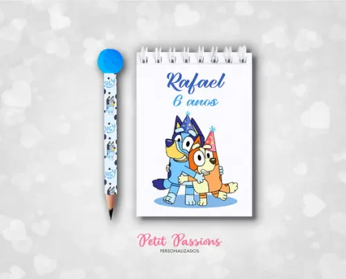 Bloquinho e Mini Lápis Pompom - Bluey