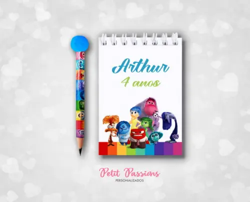 Bloquinho e Mini Lápis Pompom - Divertidamente