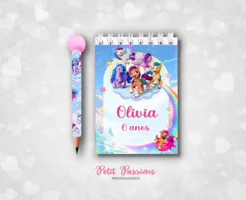 Bloquinho e Mini Lápis Pompom - My Little Pony