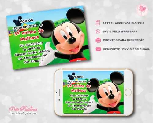 Convite Digital - Mickey