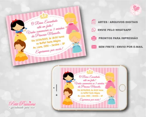 Convite Digital - Princesas