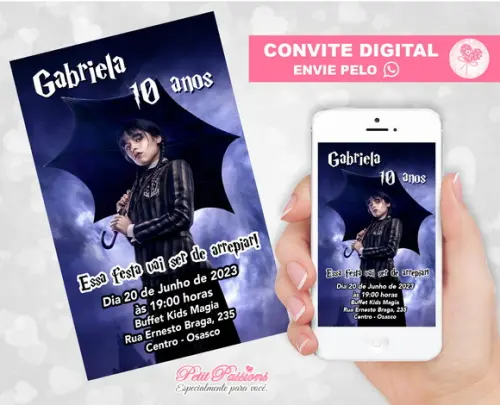 Convite Digital Wandinha - Whatsapp