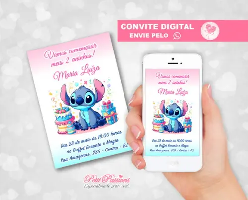 Convite Digital Stitch - Whatsapp