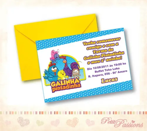 Convite Turma Galinha Pintadinha - Azul
