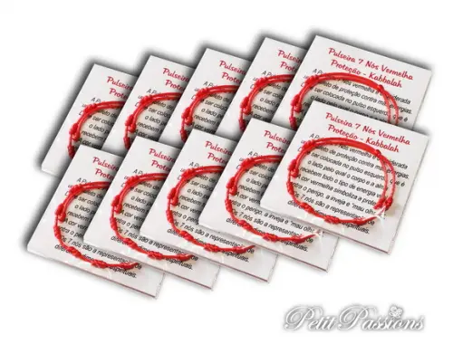 Kit 10 Pulseiras Vermelha - 7 Nós Proteção