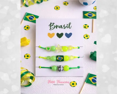 Kit 3 Pulseiras Brasil - Copa do Mundo - Brilha no Escuro