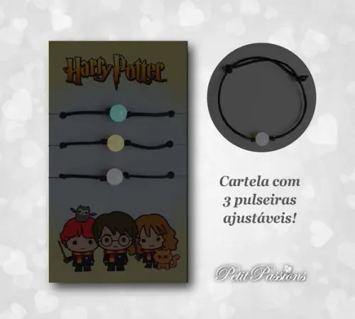Kit 3 Pulseiras Amizade - Brilham no Escuro - Harry Potter