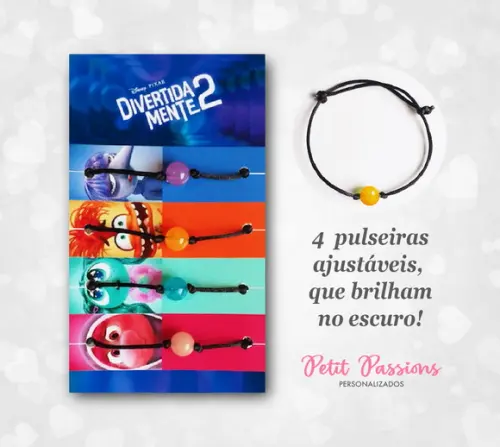Kit 4 Pulseiras - Brilham no Escuro - Divertidamente 2