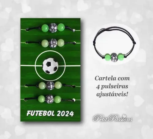 Kit 4 Pulseiras da Amizade - Brilham no Escuro - Futebol
