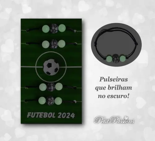 Kit 4 Pulseiras da Amizade - Brilham no Escuro - Futebol