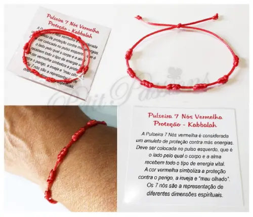 Kit 6 Pulseiras Vermelha - 7 Nós Proteção