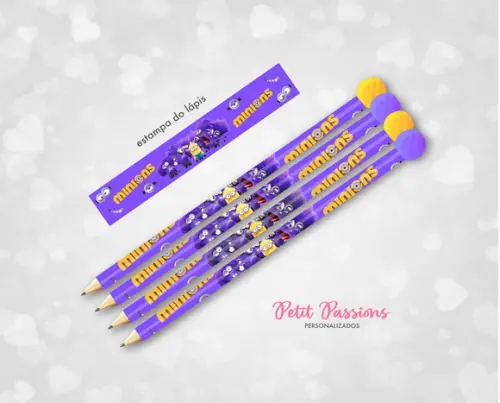Lápis Minions Roxo - Pompom