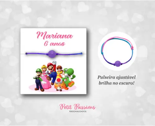 Pulseira Brilha Escuro - Lembrança Super Mário