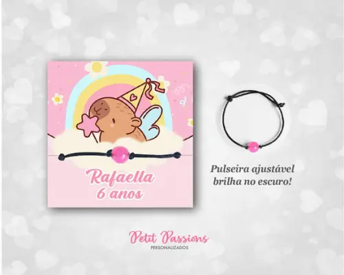 Pulseira Brilha no Escuro - Lembrancinha Capivara