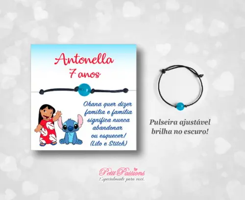 Pulseira Brilha no Escuro - Lembrancinha Lilo e Stitch