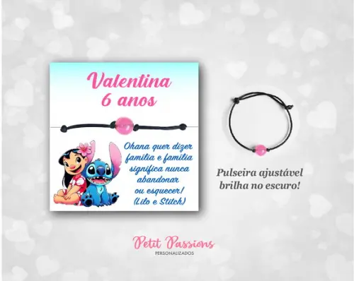 Pulseira Brilha no Escuro - Lembrancinha Lilo e Stitch